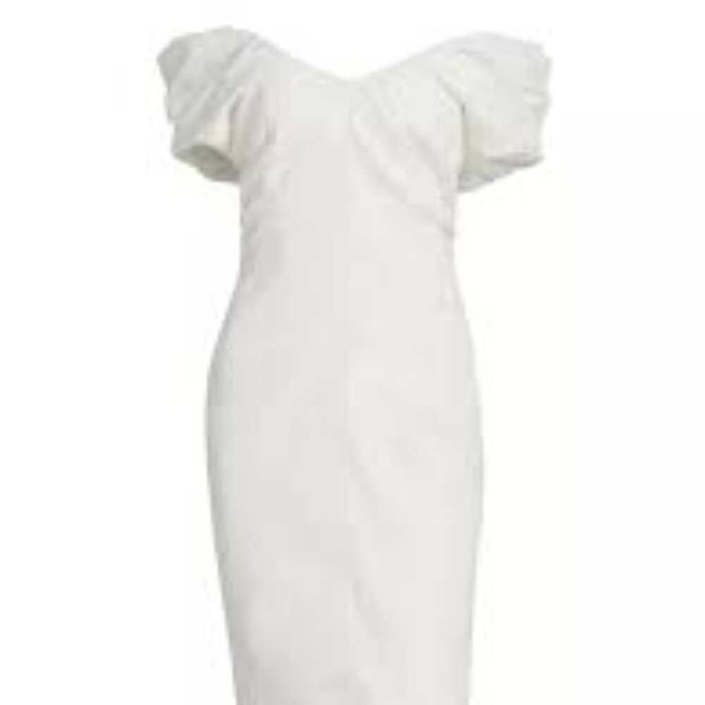 A.L.C Nora white off shoulder linen blend sheath midi dress size 0